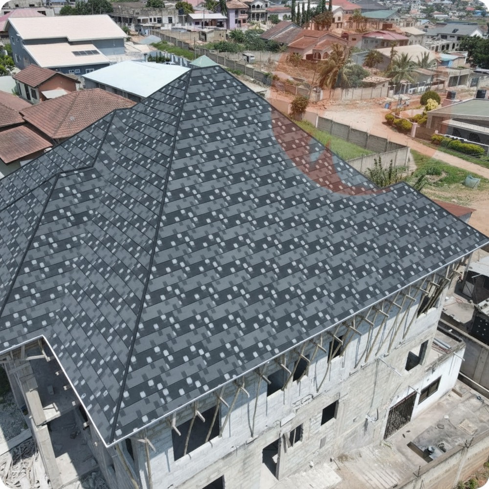 Charcoal shingle roof