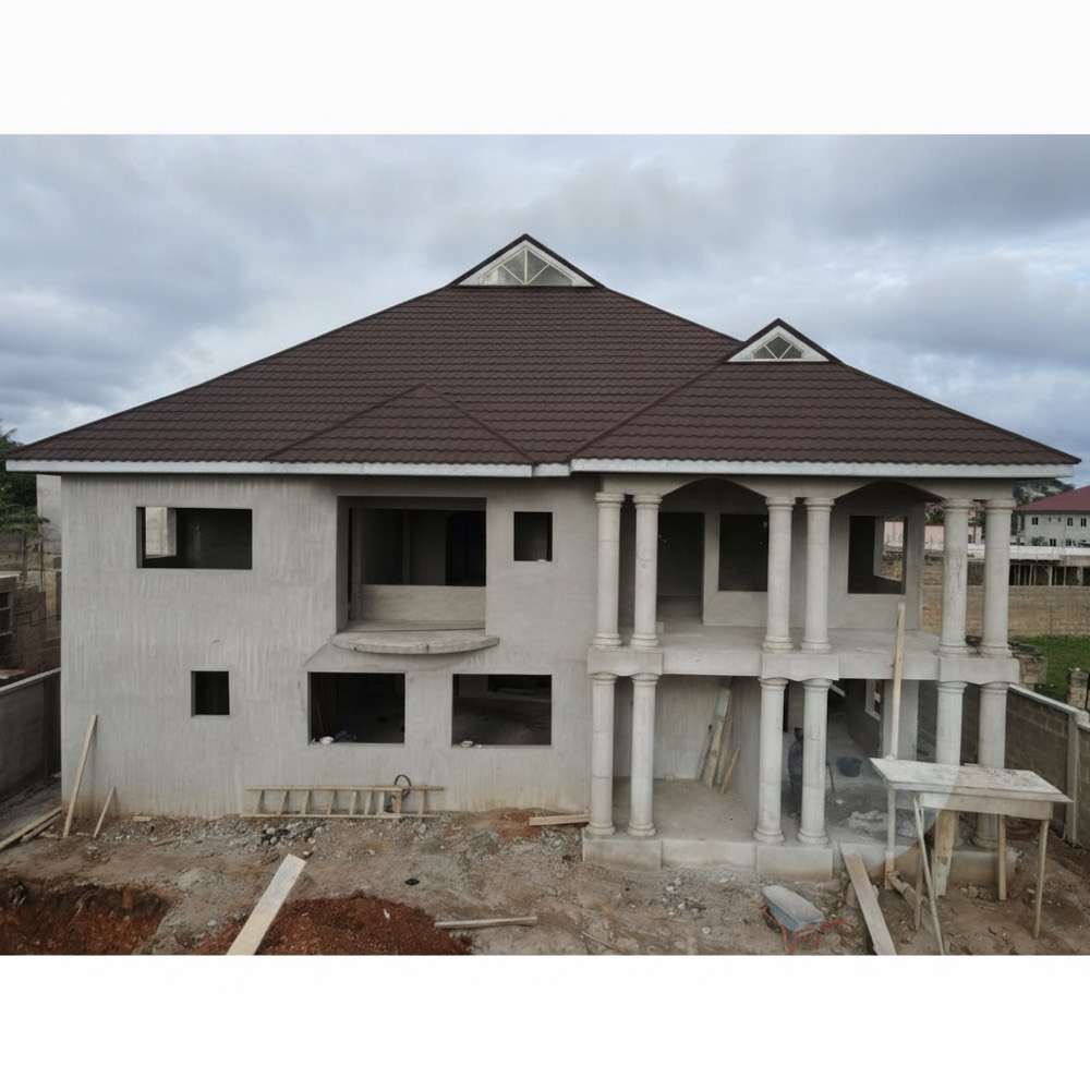 Black stone-coated roof