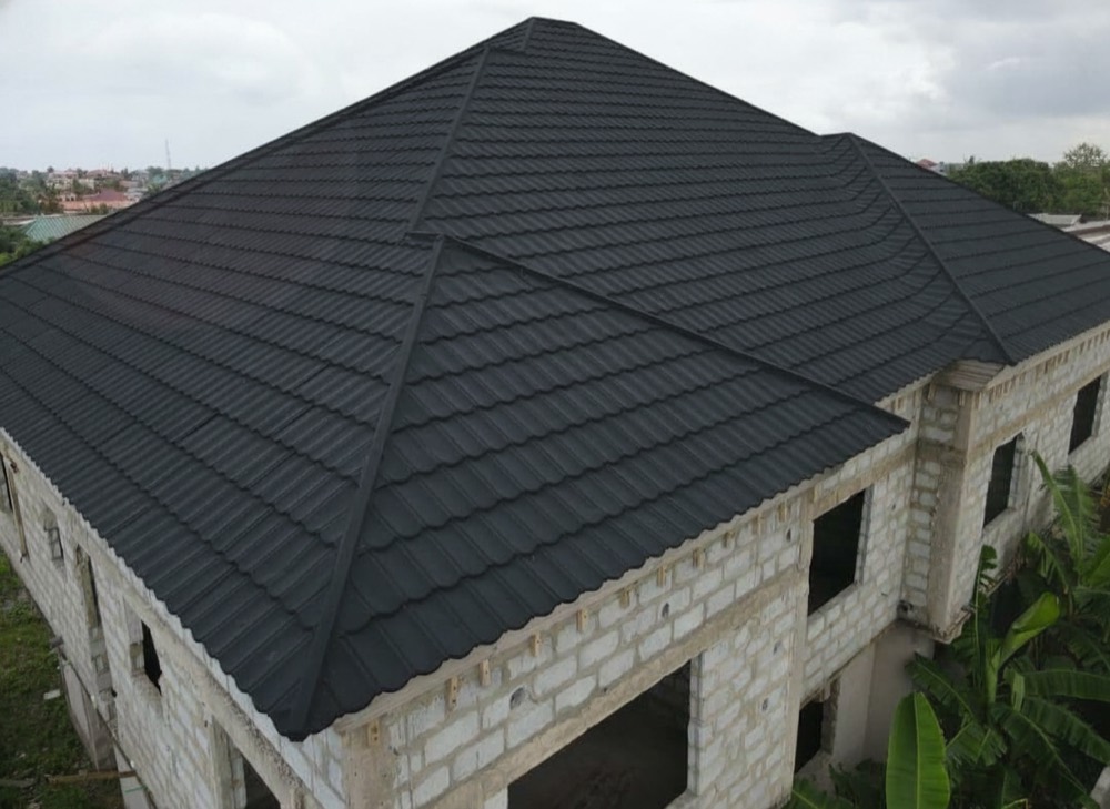 Black tile hip roof